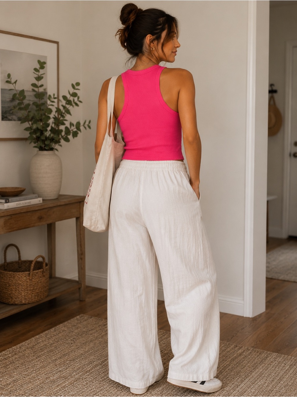 Zenana Hot Pink Ribbed Tank Top - Picture 3 of 3